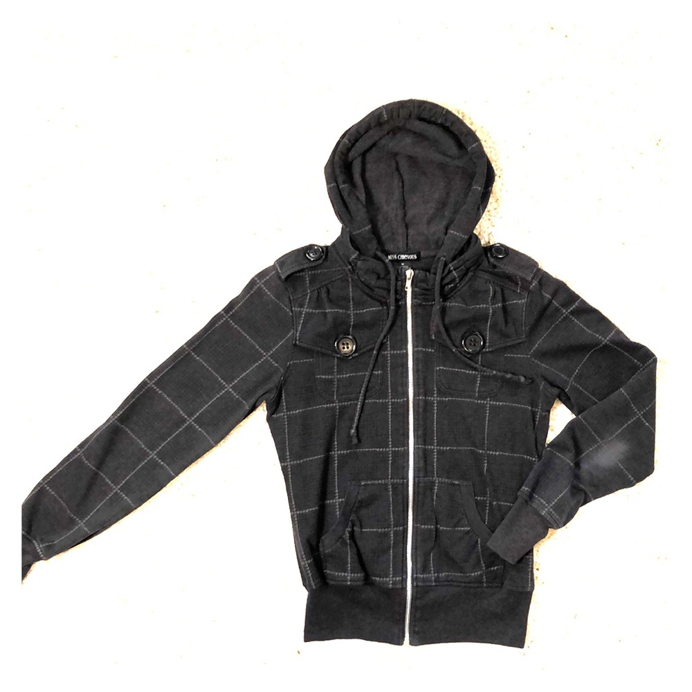 Dark Grey Plaid Zippy Sweatshirt